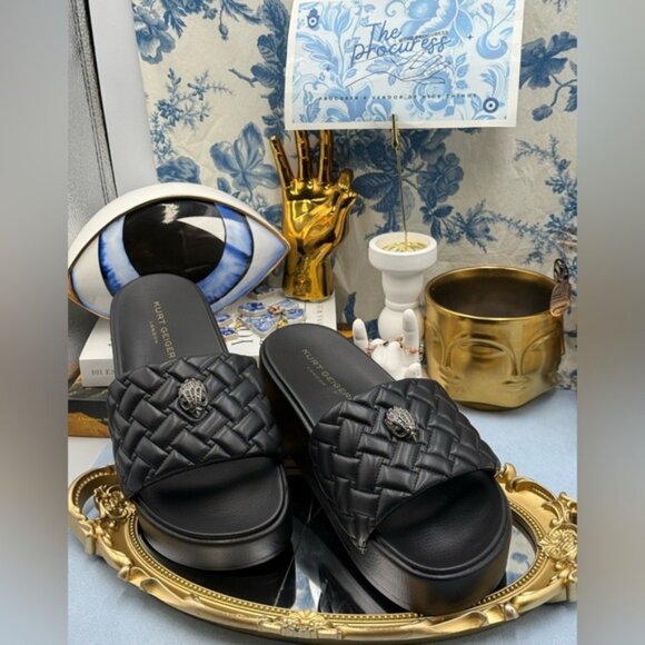 🆕 KURT GEIGER LONDON 🧿 NWOB Meena Eagle Platform Slides Sz EU 40 US 9 - Picture 4 of 15